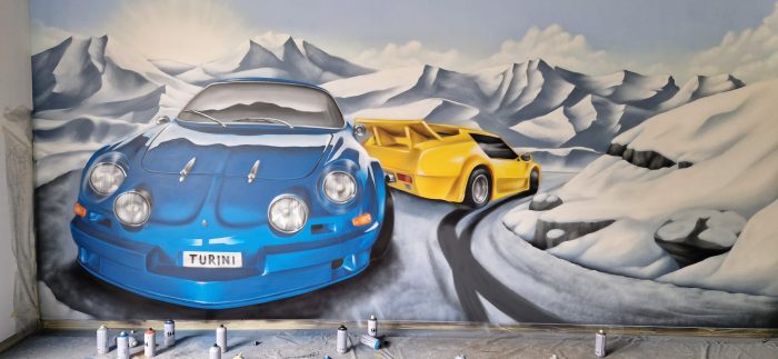 fresque murale alpine